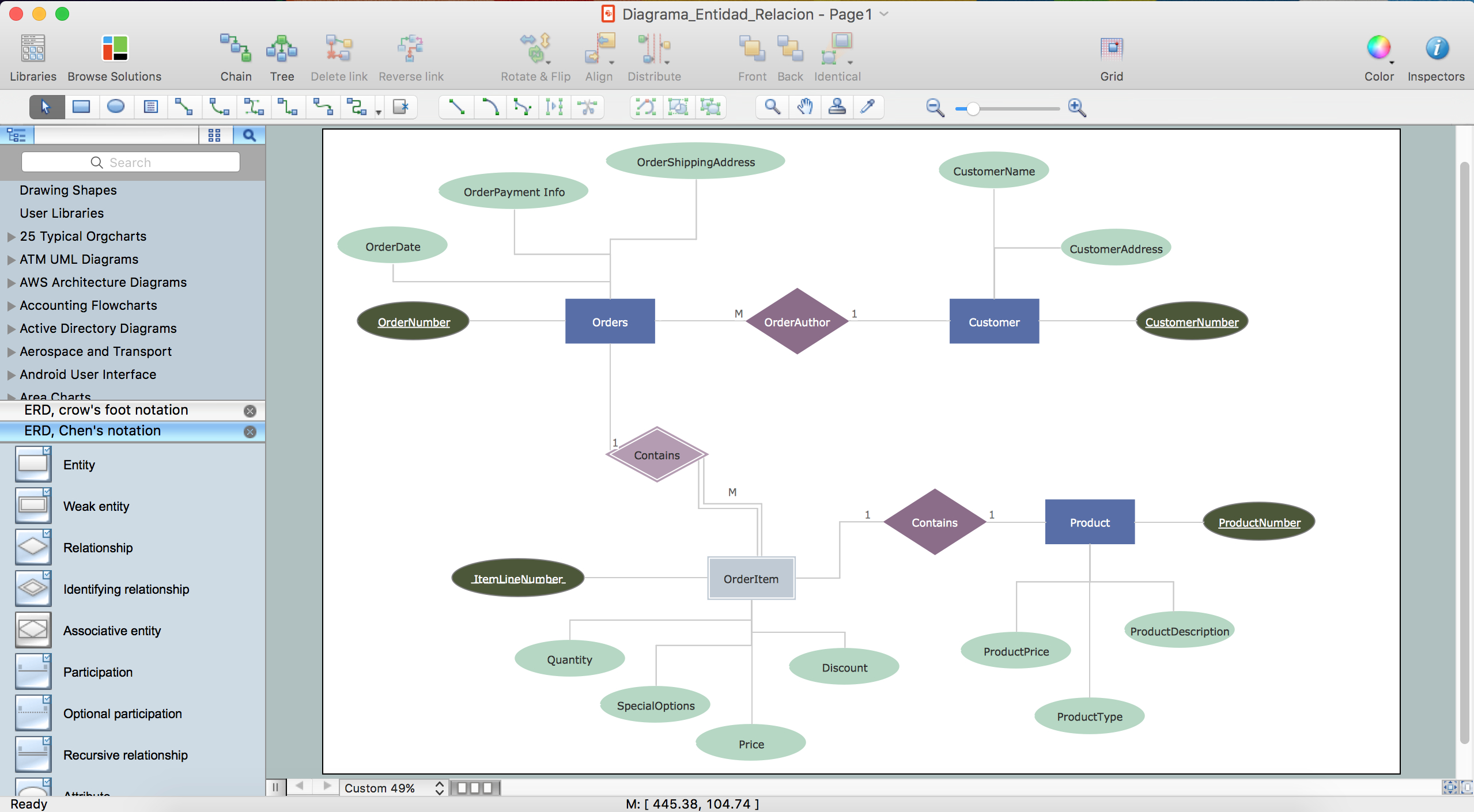 Entity Relationship Diagram | Design Element — Chen | Professional within What Is Er Diagram Examples