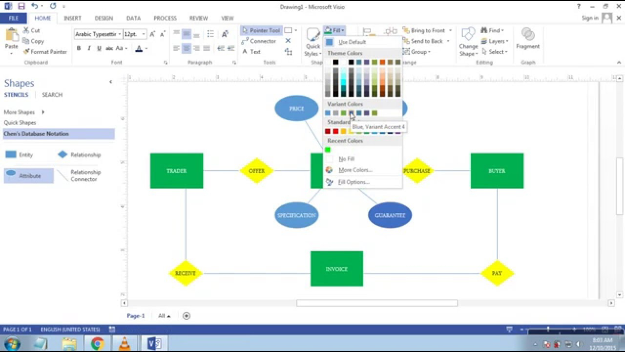 Cara Membuat Erd (Entity Relationship Diagram) Di Microsoft Visio 2013 inside Er Diagram Visio 2013