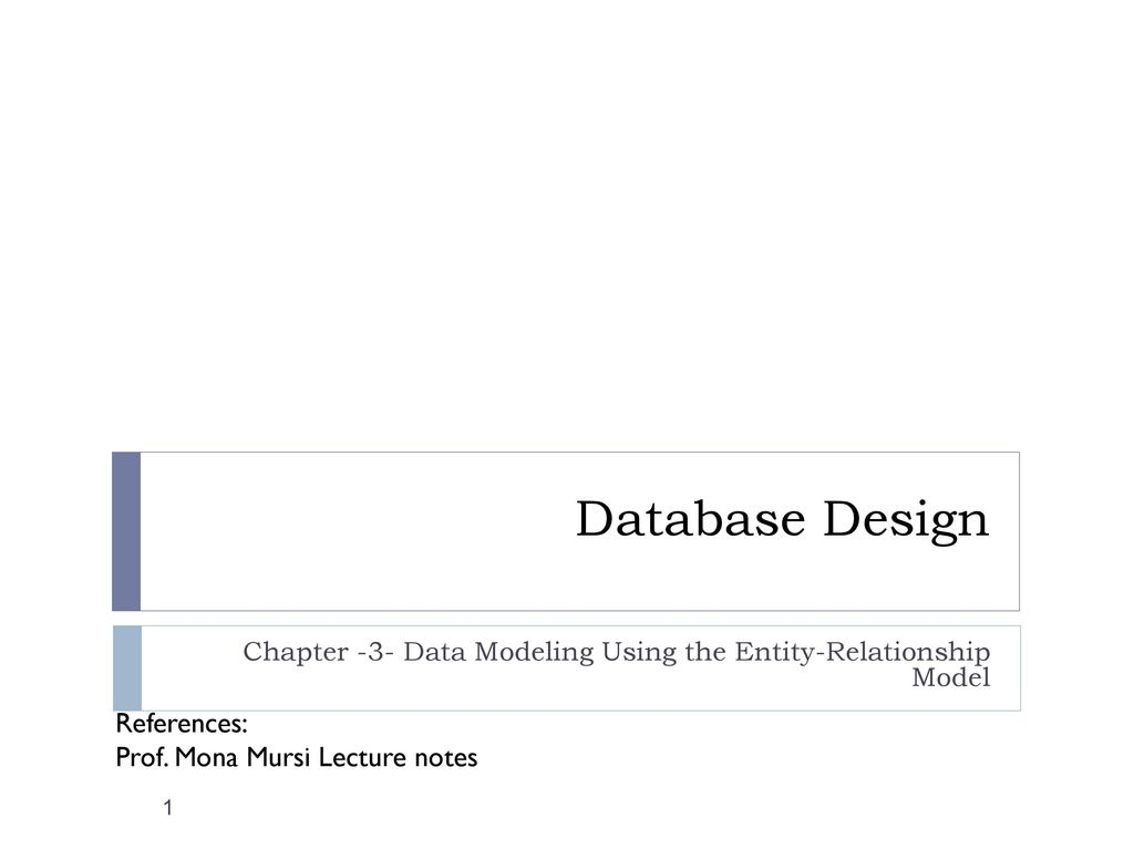 Chapter -3- Data Modeling Using The Entity-Relationship with Er Diagram Lecture Notes