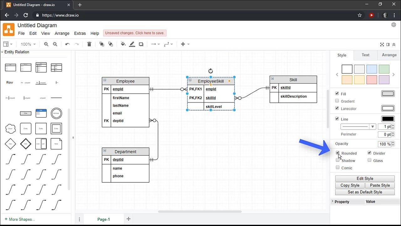 Creating Entity Relationship Diagrams Using Draw.io for Er Diagram 1 To 1 Relationship