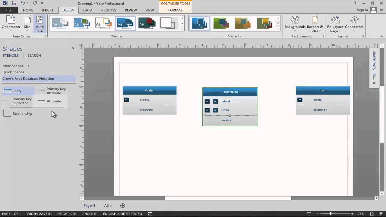 Data Modeling In Visio 2013 with Er Diagram Using Visio 2013