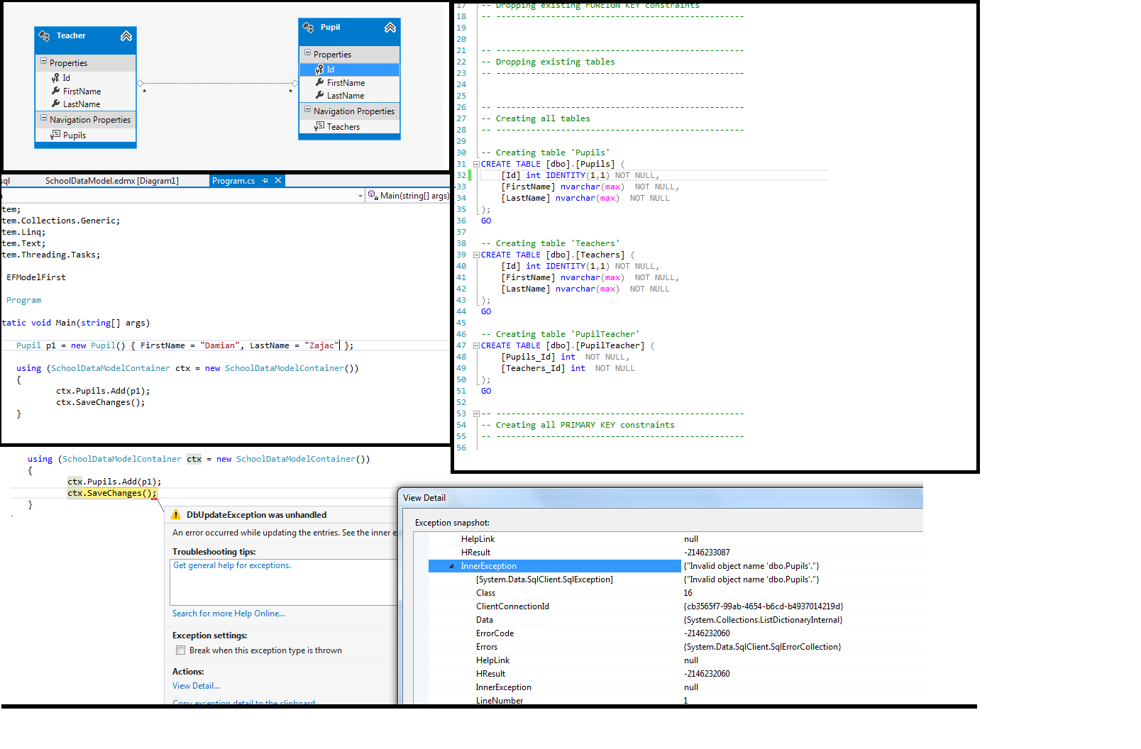 Entity Framework - &amp;quot;an Error Occurred While Updating The in Entity Model