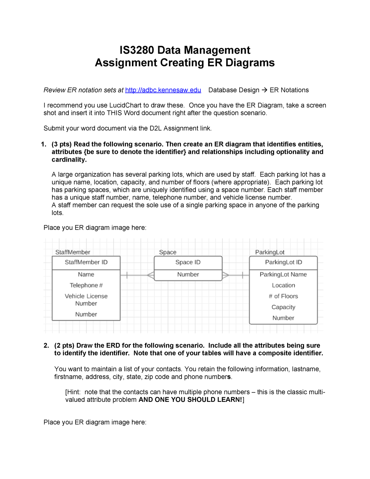 Erdassignment - Assignment For Module 2 - Is 3280 - Studocu in Er Diagram Unique Attribute