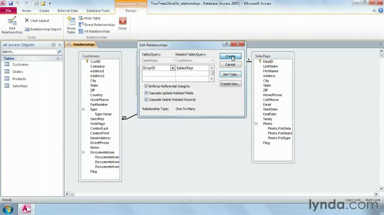 How To Create Table Relationships In Access | Lynda Tutorial with Er Diagram In Access 2007