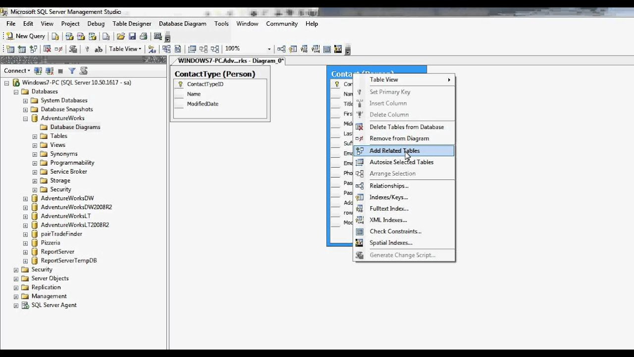 Sql Server Database Diagram In Sql Management Studio pertaining to Sql Entity Relationship Diagram