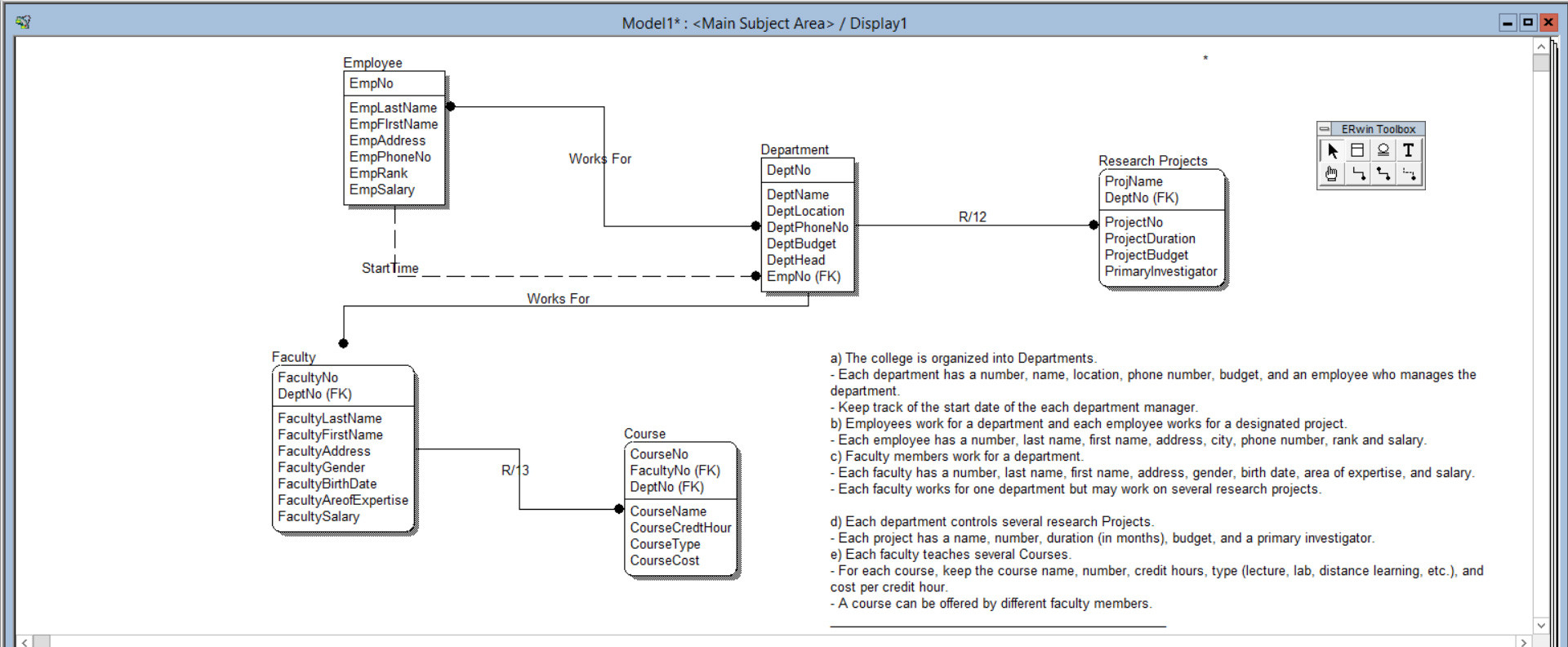 Database Design - Er Diagram With Erwin 3.5 - Database regarding Er Diagram Lecture