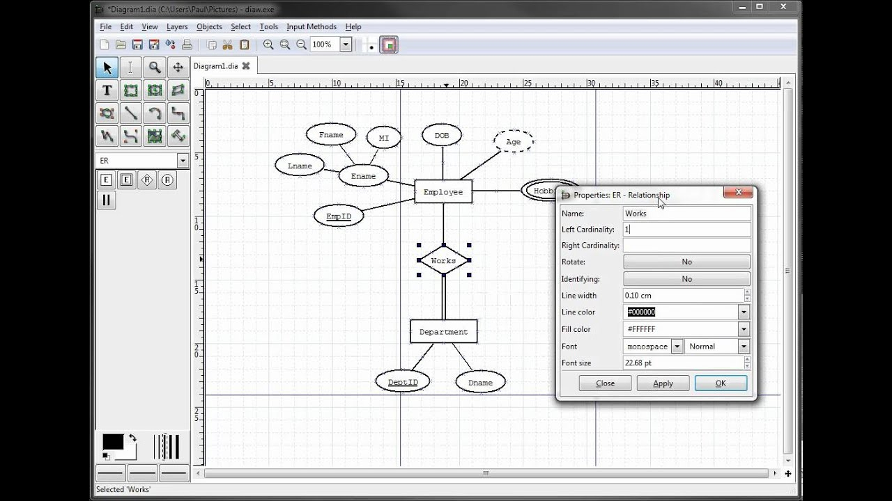 Er Diagrams In Dia Part 9 - Illustrating Cardinality throughout Er Diagram With Cardinality