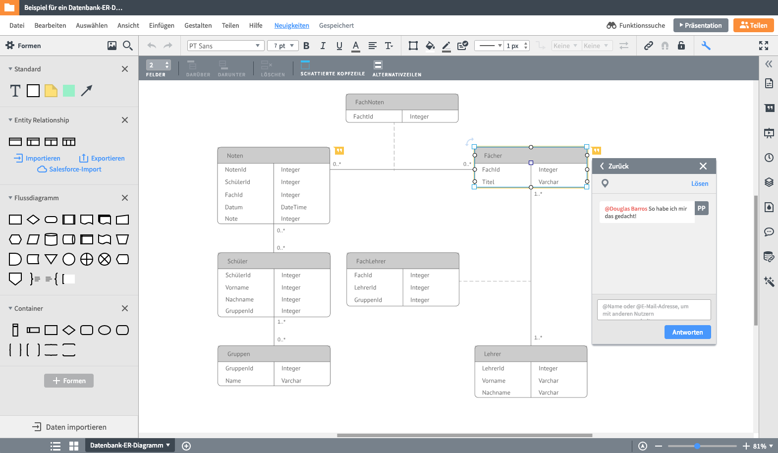 Er-Modell Tool| Lucidchart inside Er Diagramm Zeichnen Online