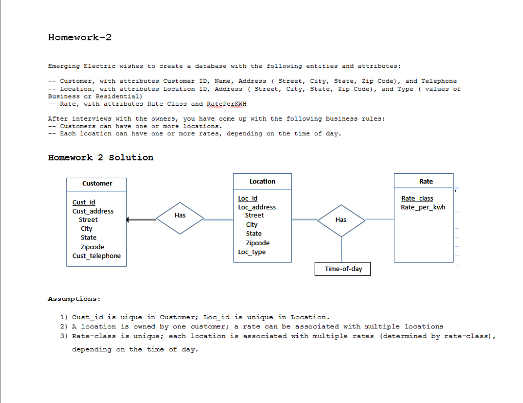 Solved: Consider The Scenario From Homework 2 Where You De throughout Er Diagram Homework And Solution