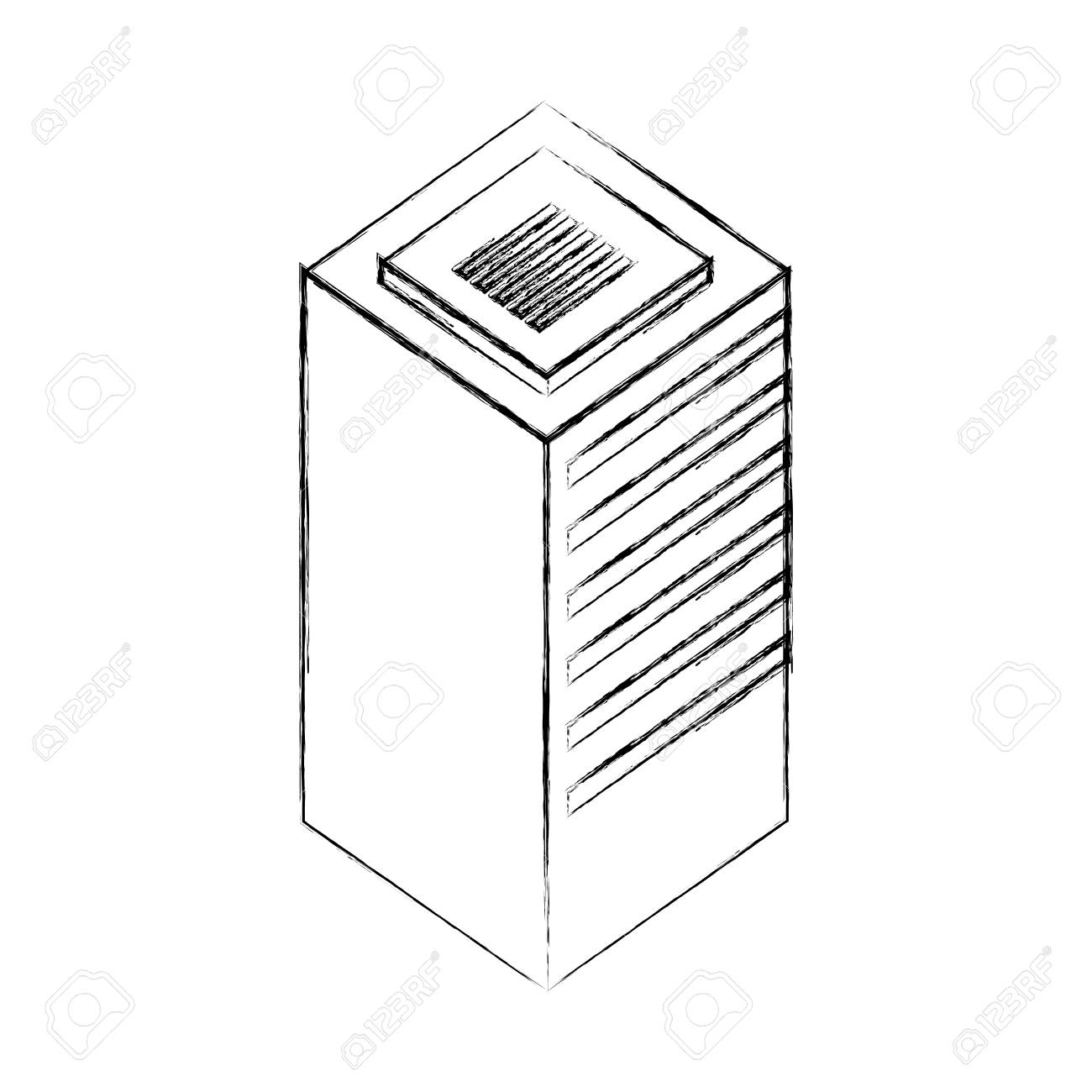 Database Center Server Storage Technology Vector Illustration.. with Drawing Database