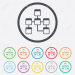 Database Sign Icon. Relational Database Schema Symbol. Round Circle Buttons  With Frame. Vector Throughout Database Schema Symbols