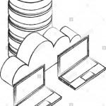 Laptops Cloud Computing And Database Server Network Vector Inside Drawing Database