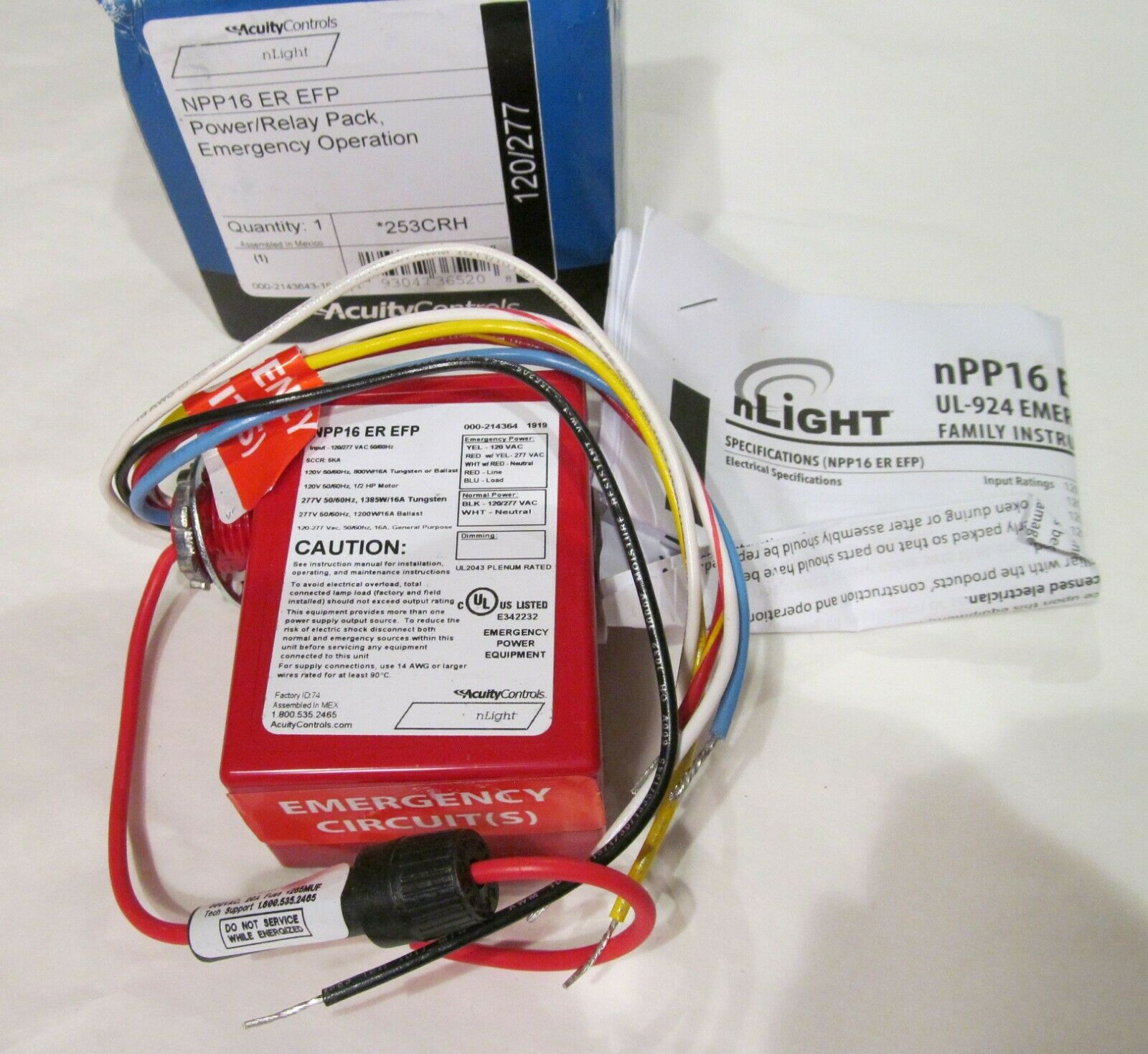 Acuity Controls Nlight Npp16 Er Efp Emergency Power/ Relay Sensor Pack  253Crh