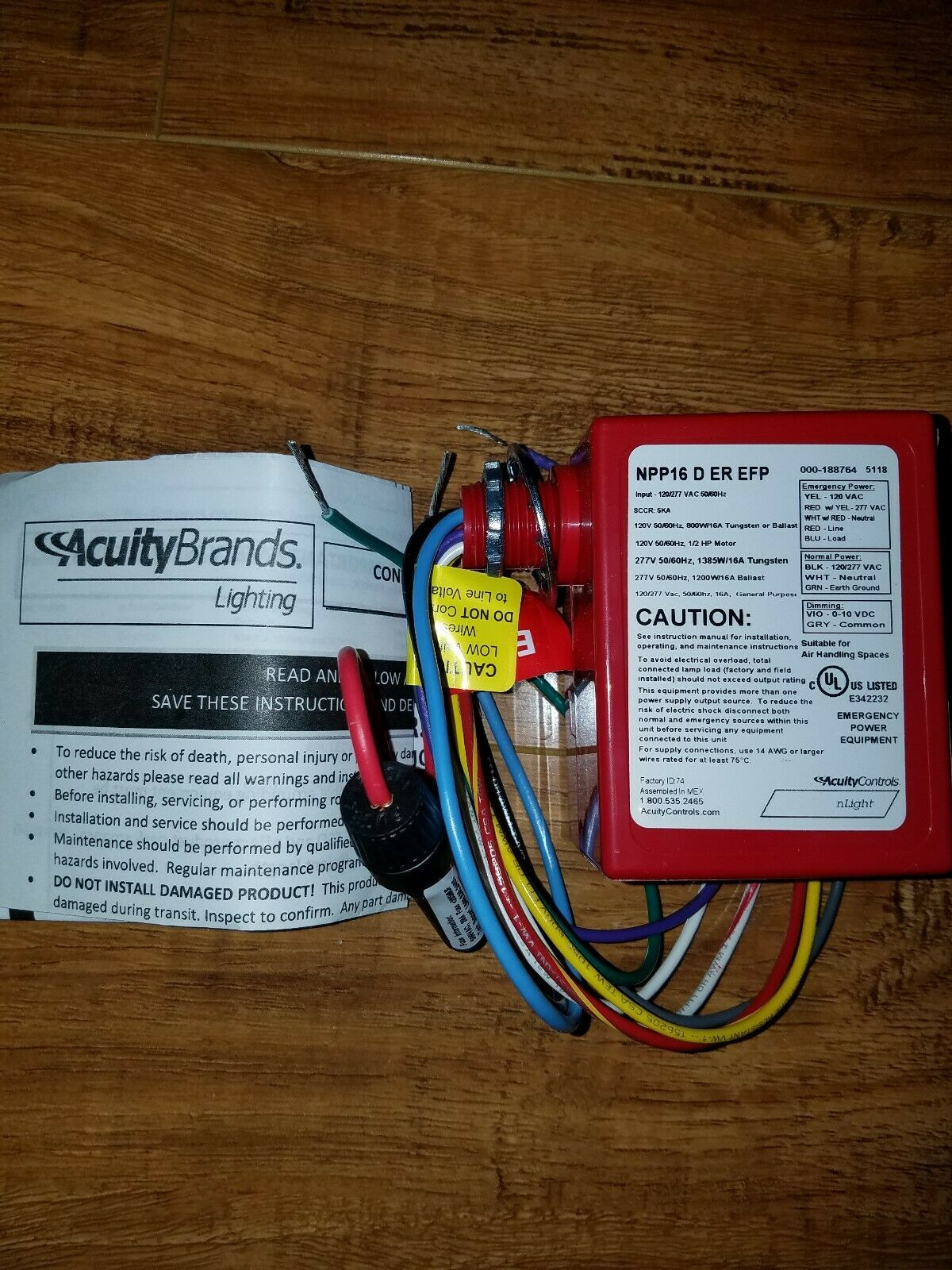 Acuity Controls Npp16 D Er Efp Power/ Relay Pack Emergency Operation