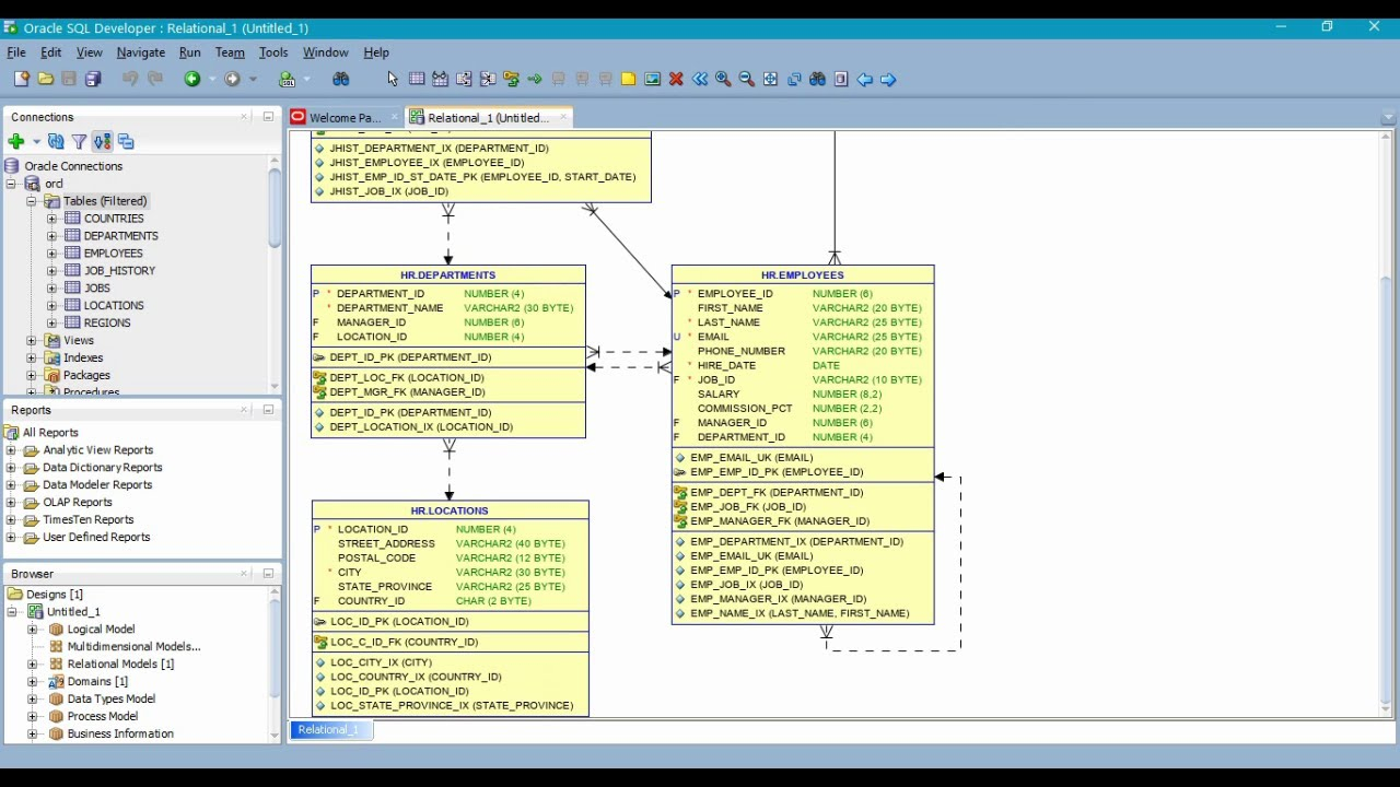 Create Erd Entity Relationship Diagram Using Sql Developer - Oracle 10G