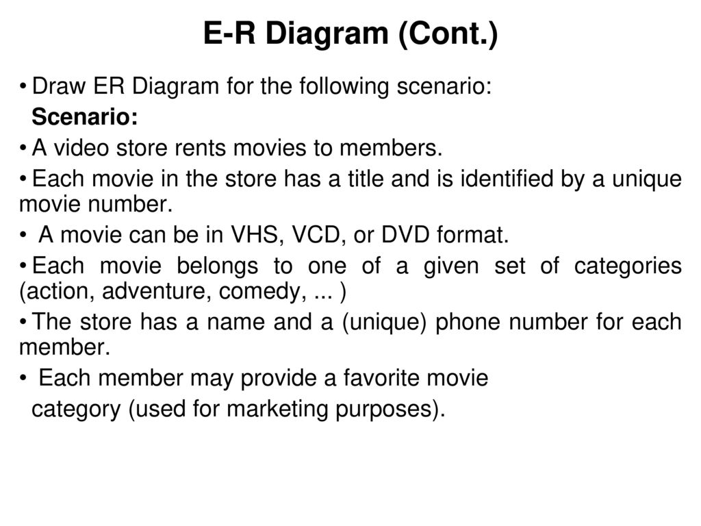 E-R Diagram (Cont.) Draw Er Diagram For The Following