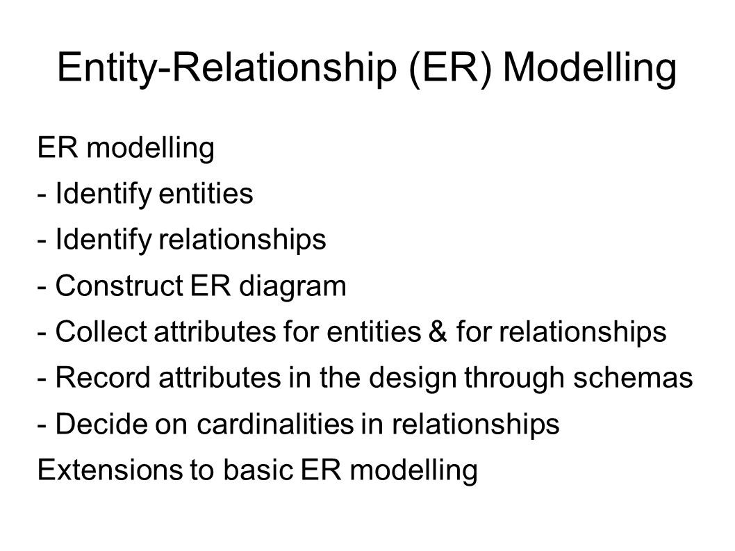 Entity-Relationship (Er) Modelling Er Modelling - Identify