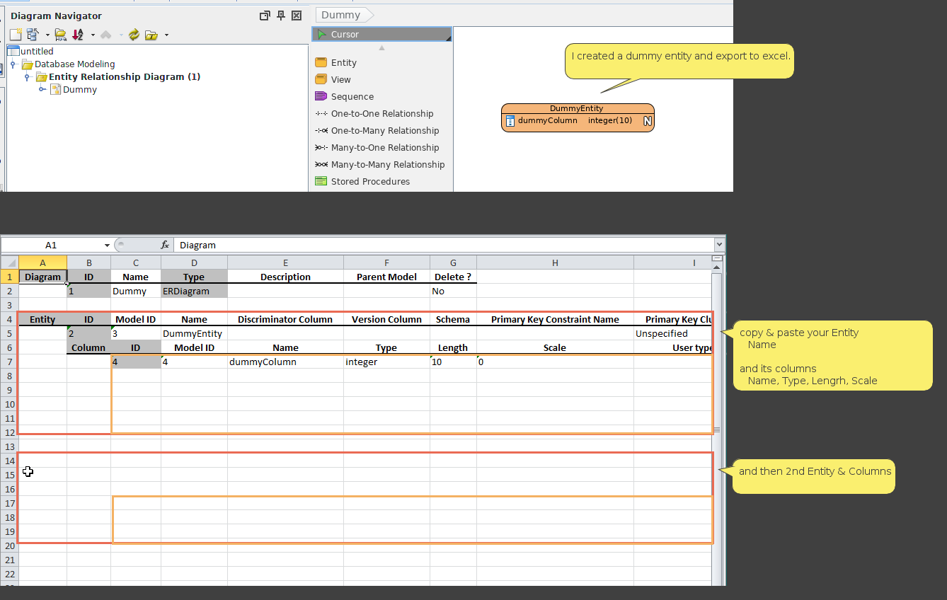 Er Diagram] Need To Import Entities From Excel Into My Er