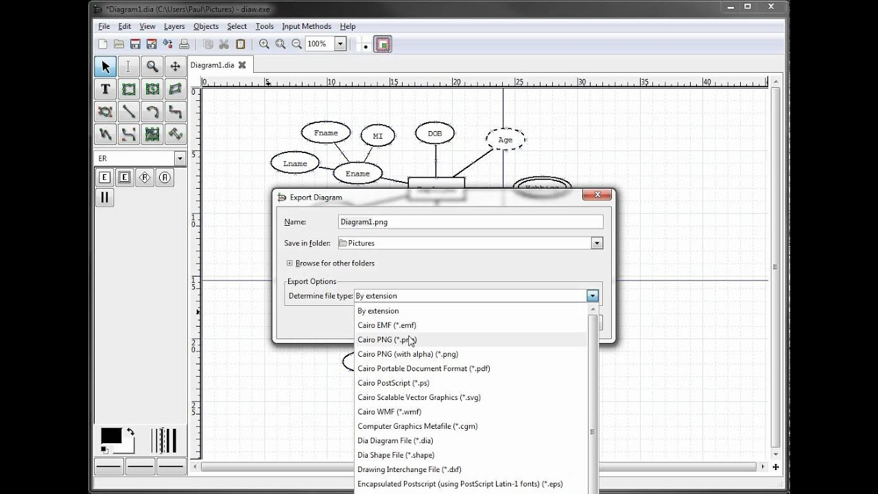 Er Diagrams In Dia - Exporting Your Diagram