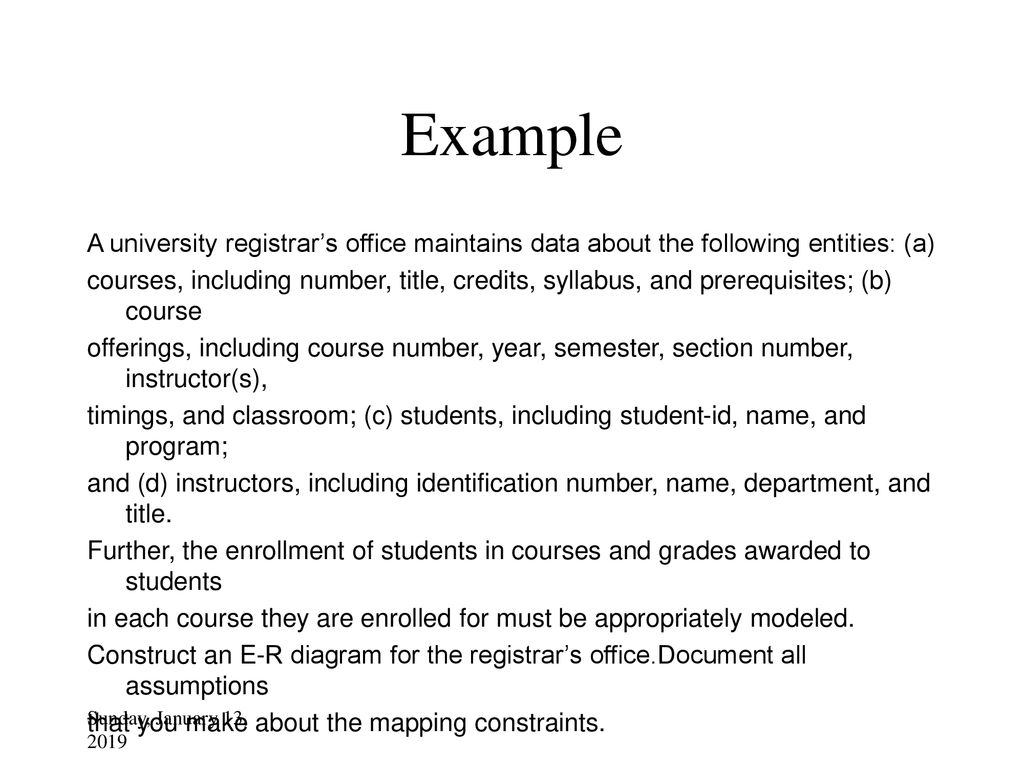 Example A University Registrar&amp;#039;s Office Maintains Data About