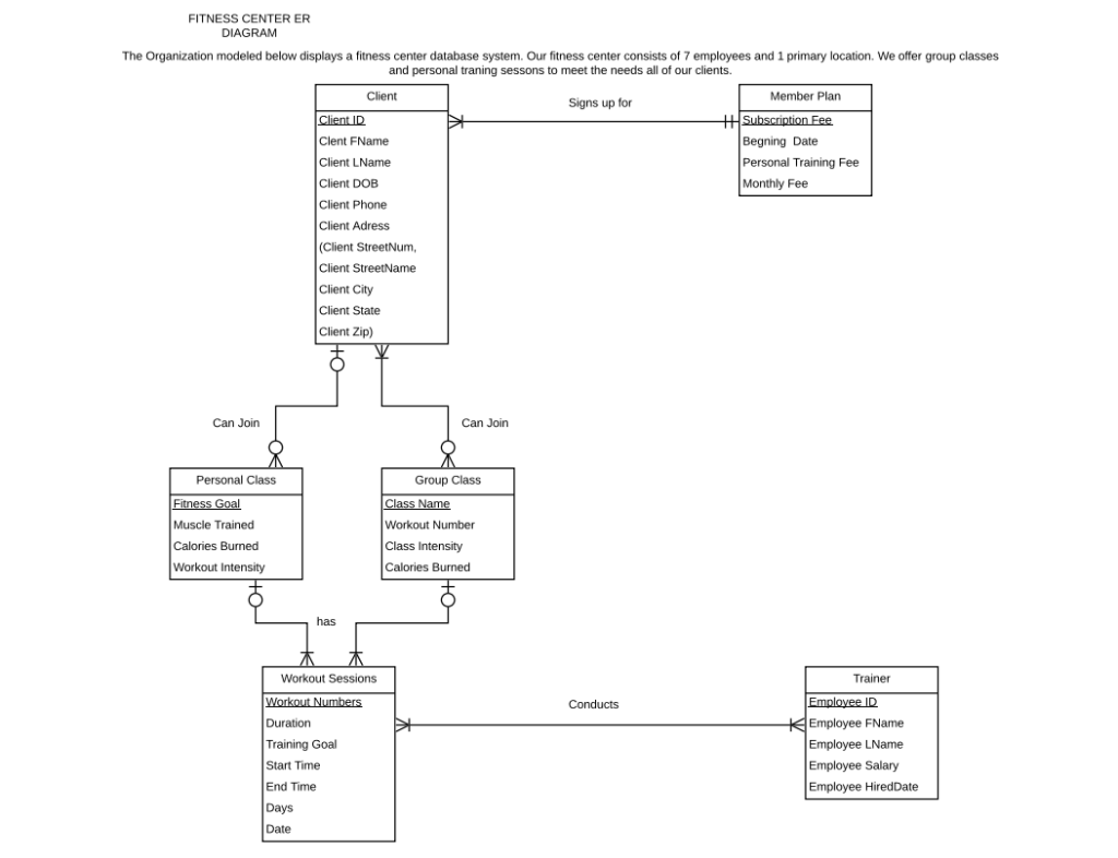 Fitness Center Er The Organization Modeled Below D