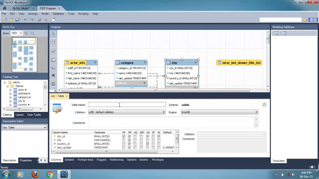 mysql workbench create database