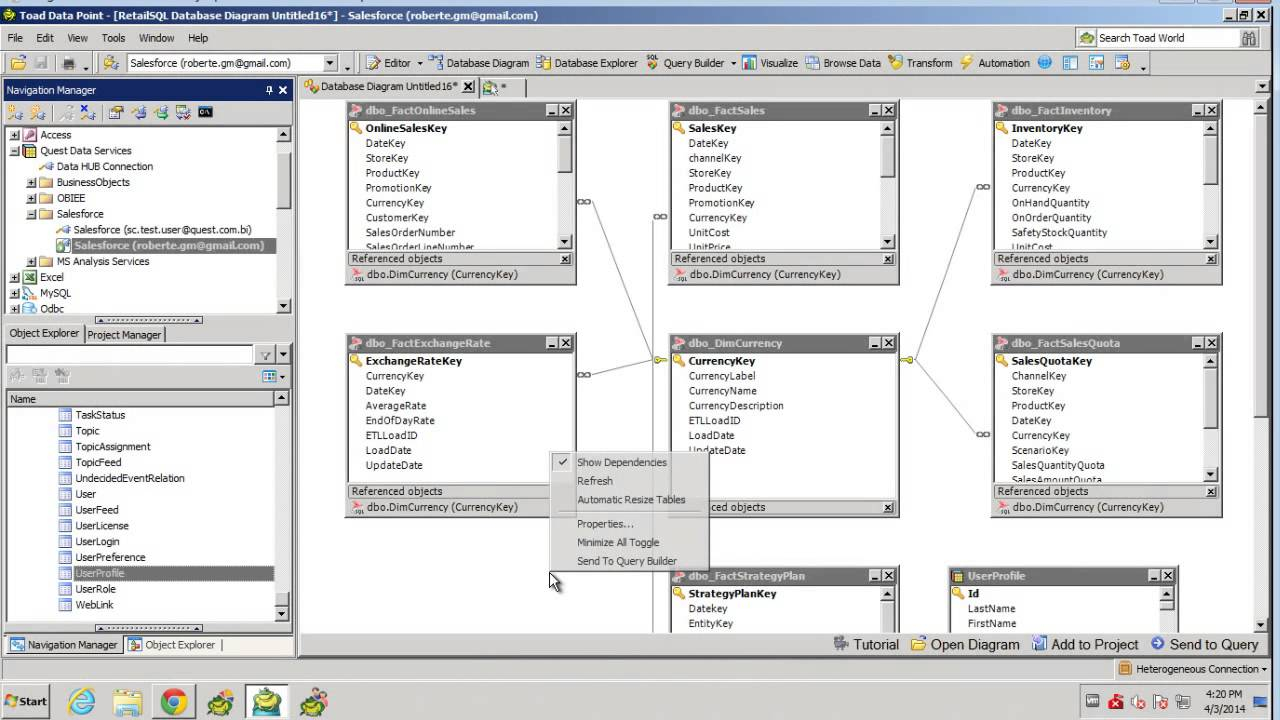 How To Diagram Data In Toad Data Point