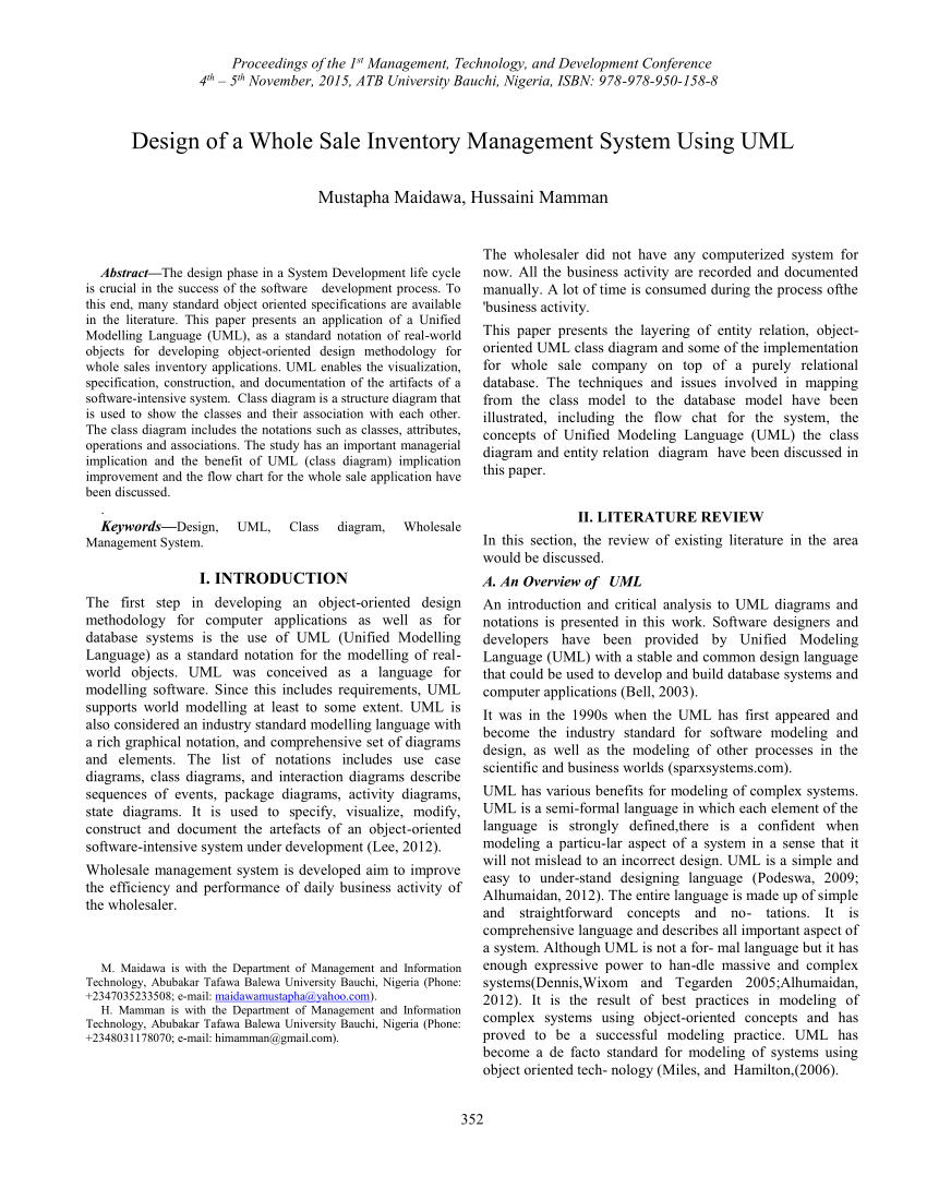 Pdf) Design Of A Whole Sale Inventory Management System