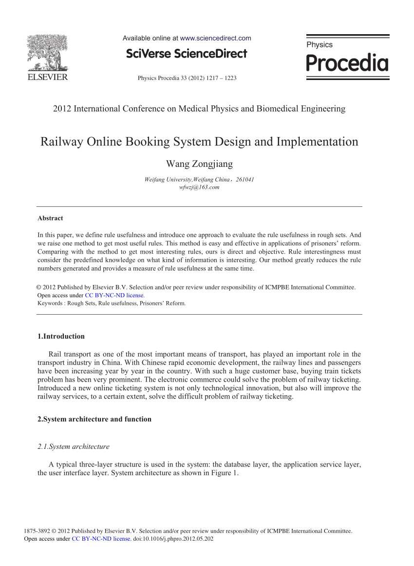Pdf) Railway Online Booking System Design And Implementation