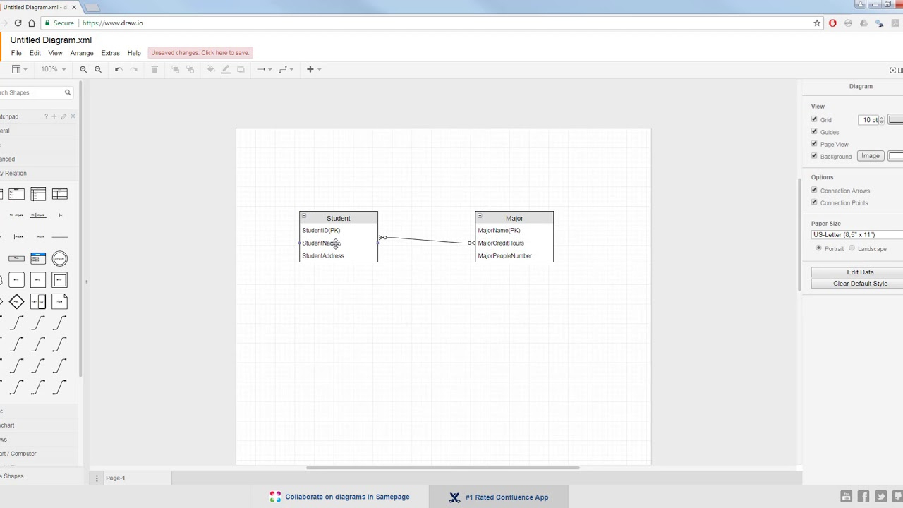 Using Draw.io For Reating Erd Diagrams