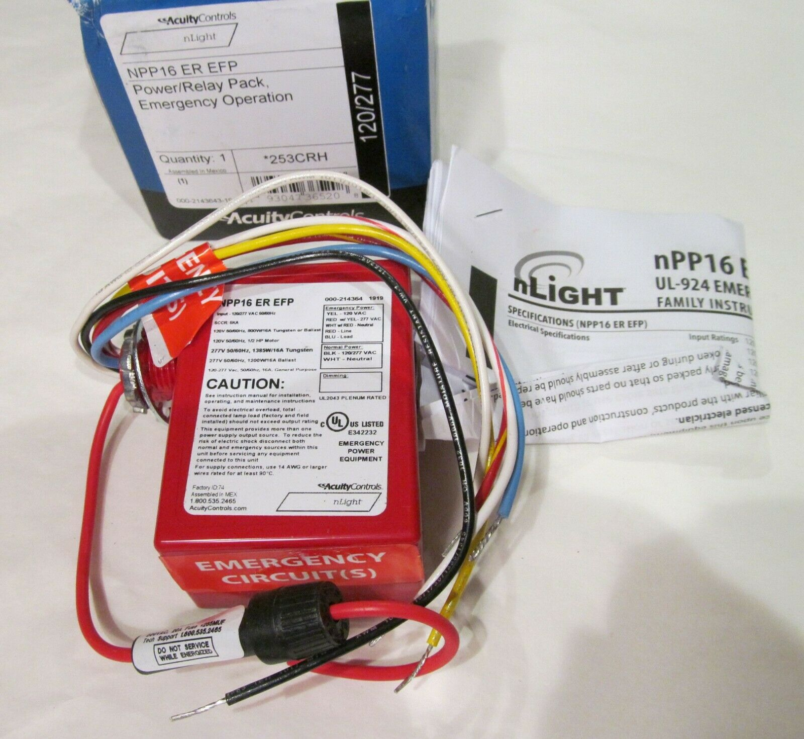 Acuity Controls Nlight Npp16 Er Efp Emergency Power/ Relay Sensor Pack  253Crh regarding Npp16 D Er Wiring Diagram