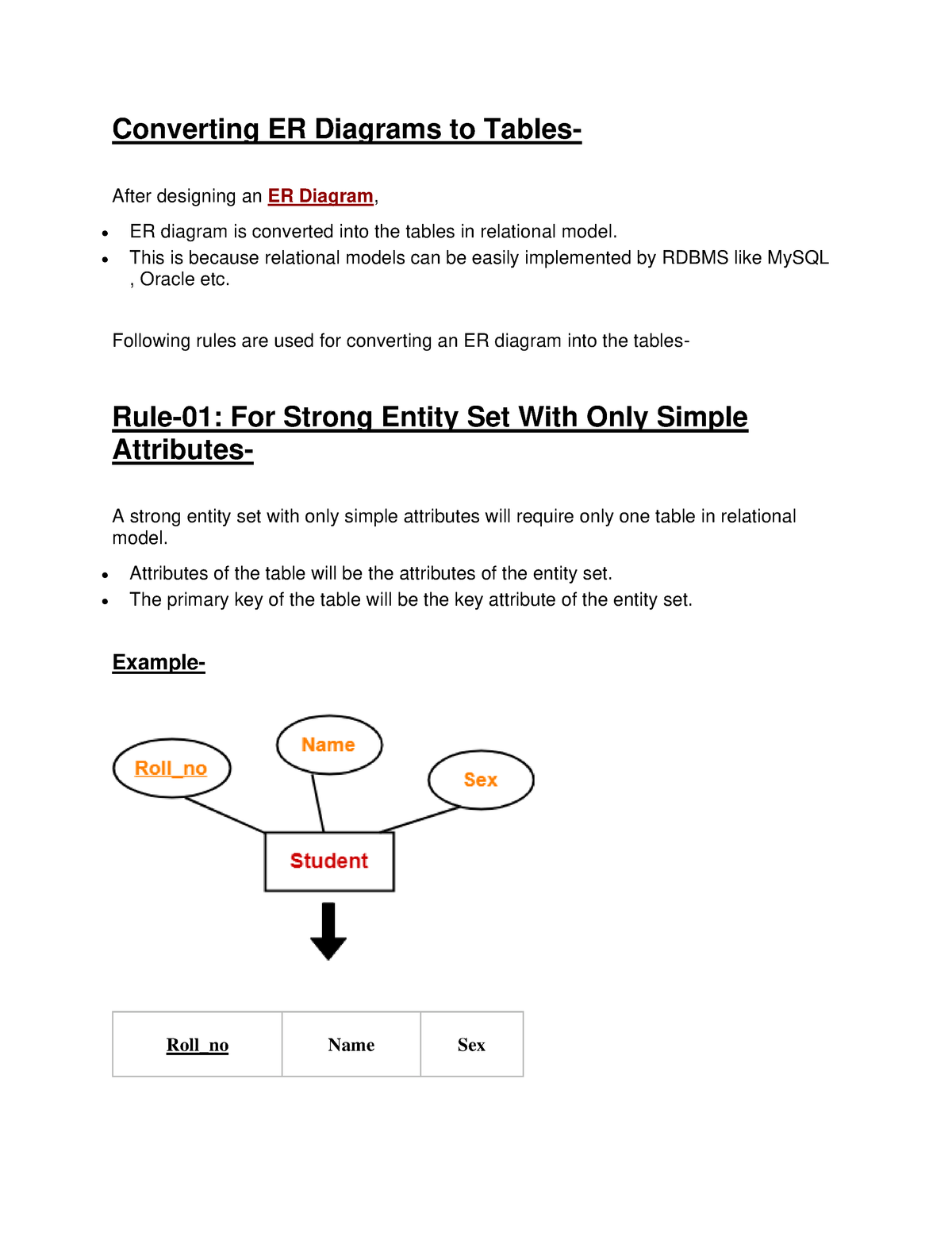 Converting Er Diagrams To Tables - Data Mining - Studocu