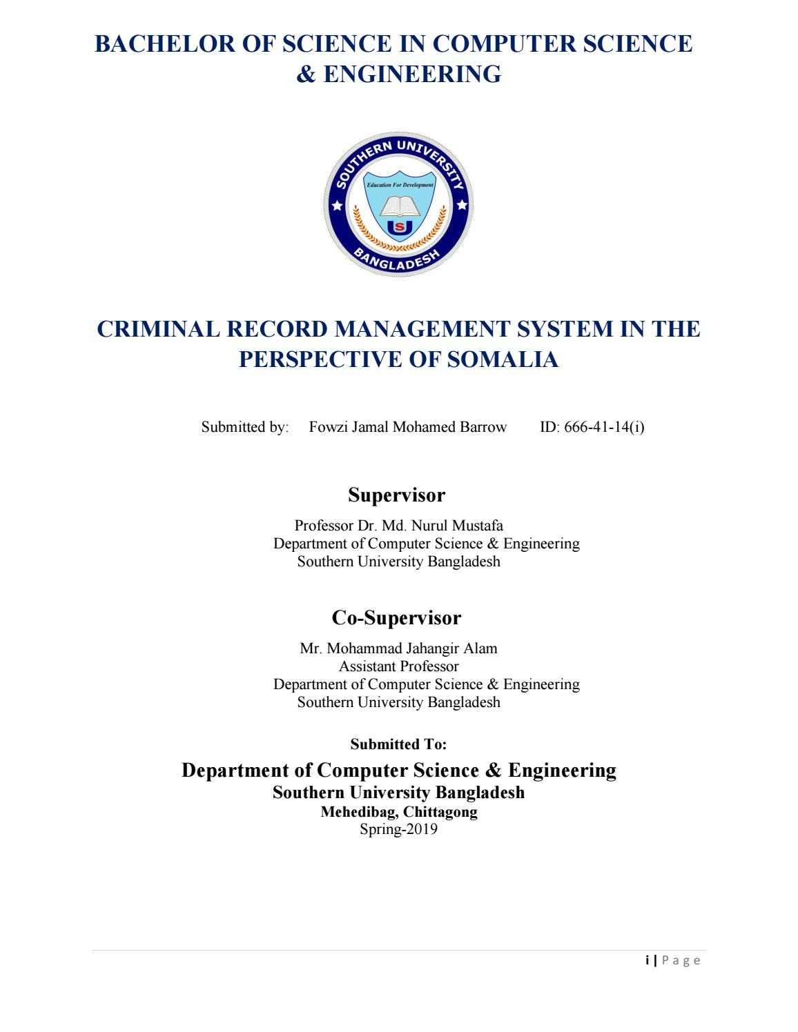 Criminal Record Management System In The Perspective Of