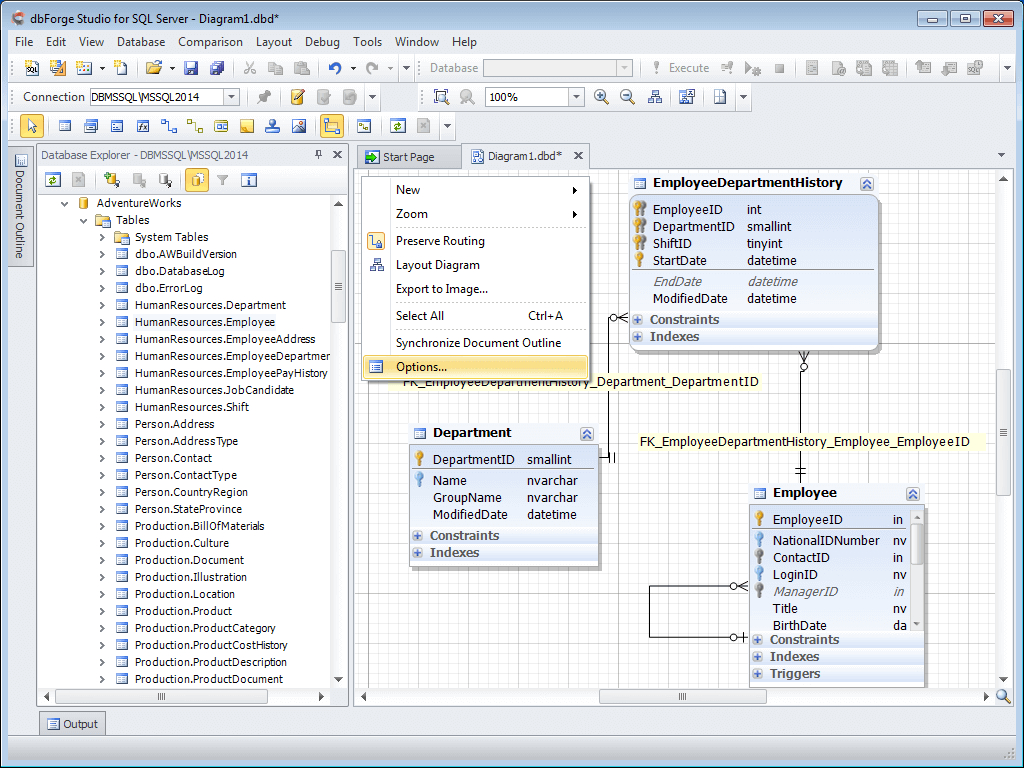 Диаграмма sql server management studio