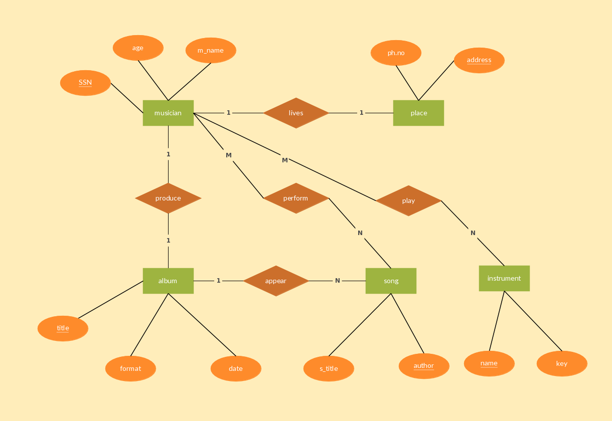 Musician Record Entity Relationship Diagram Example