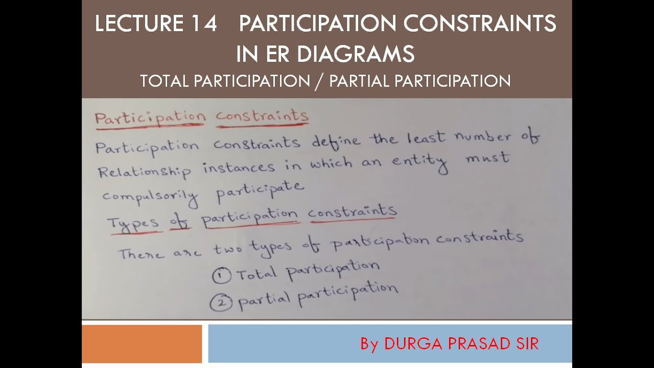 Participation Constraints / Total Participation In Er