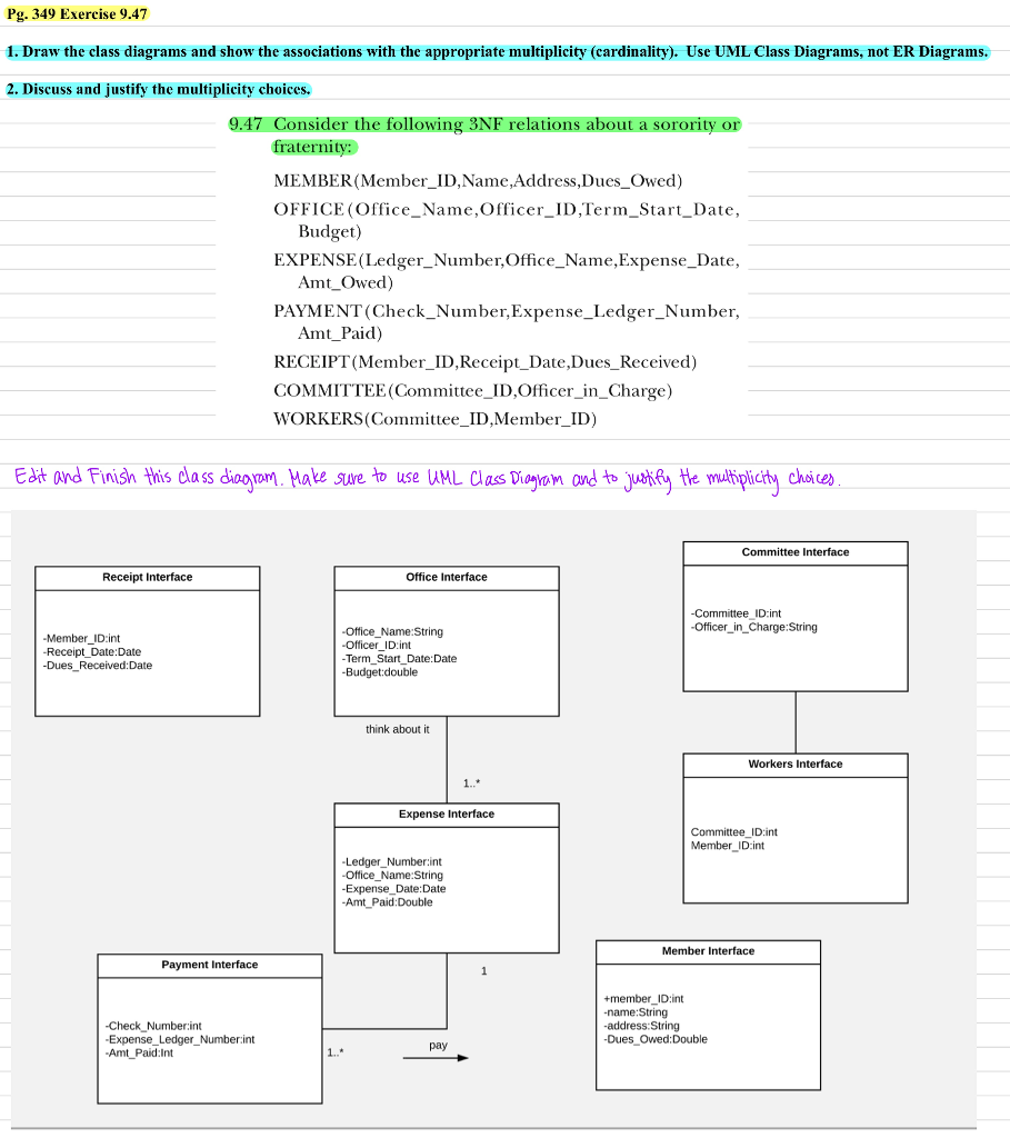 Solved: Use Uml Class Diagram To Edit And Finish This Clas