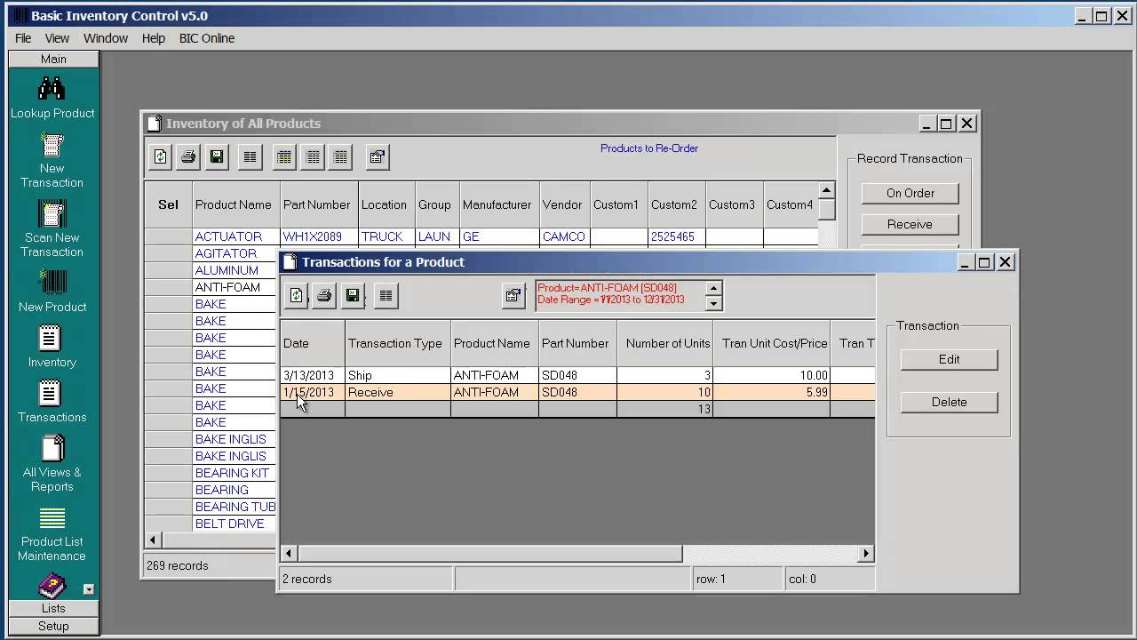 Basic Inventory Control Desktop Inventory Transaction 