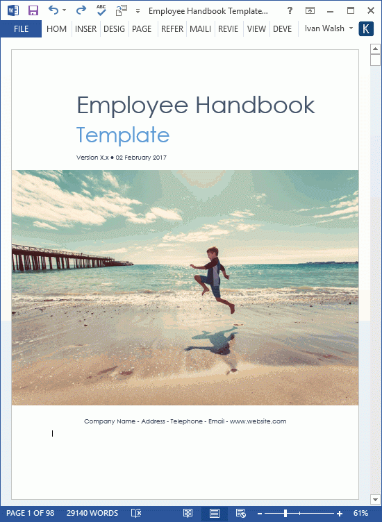 Employee Handbook Template Download 100 Pg MS Word 