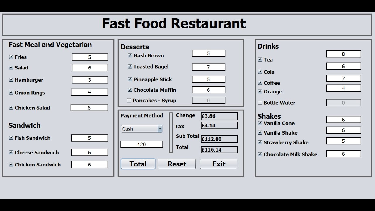 How To Create A Fast Food Restaurant Systems In Java 