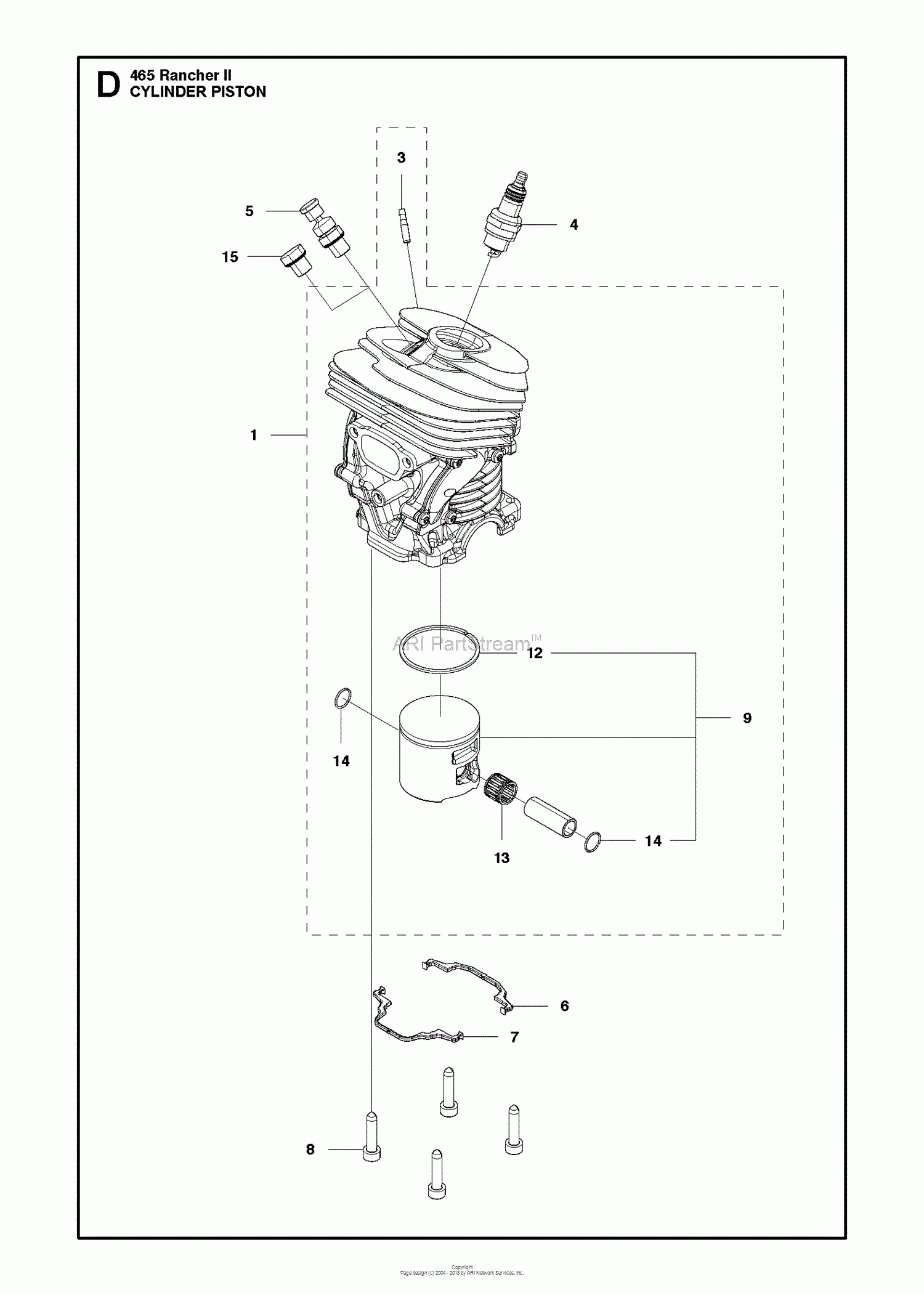 Husqvarna 465 RANCHER II Parts Diagram For CYLINDER PISTON