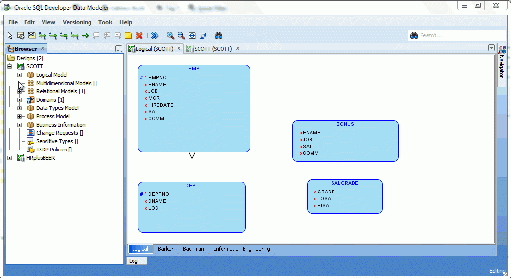 Oracle SQL Developer Data Modeler Using Displays 