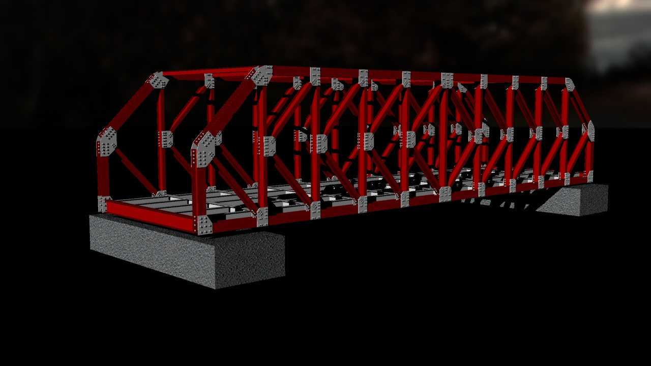 Steel Structure K Truss Bridge 3D DWG Model For 