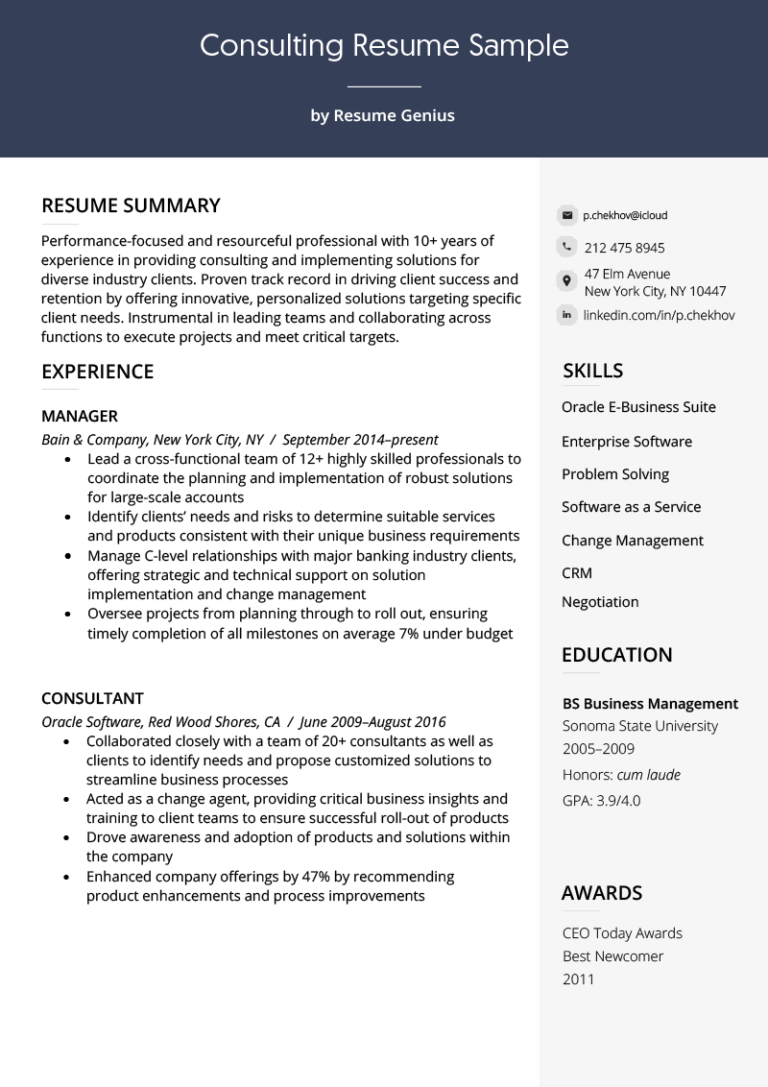 Consulting Resume Sample Free Download Writing Tips 