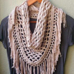 Crochet Triangle Scarf Pattern Mesh Fringe Scarf The