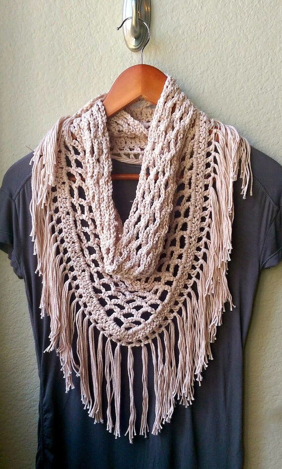 Crochet Triangle Scarf Pattern Mesh Fringe Scarf The 