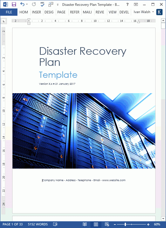 Disaster Recovery Plan Template MS Word Excel 