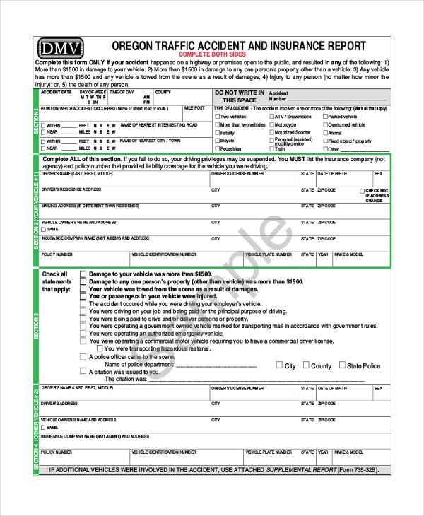 FREE 9 Sample DMV Accident Report Forms In PDF MS Word 