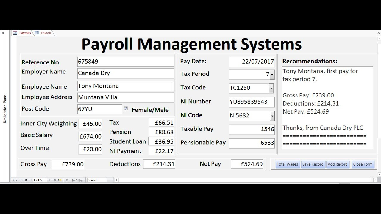 How To Create Payroll Management Systems In Microsoft 