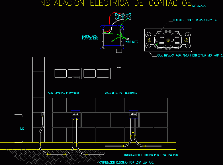 Installation Of Electrical Outlets In A Wall DWG Detail 